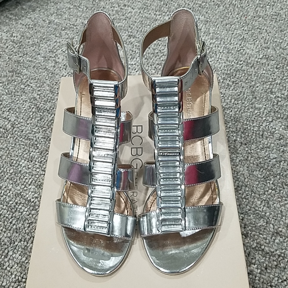 BCBGeneration Silver Wedge Sandal